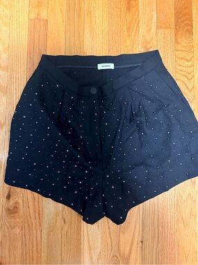 Sandro Black High-Waist Embellished Women's Shorts